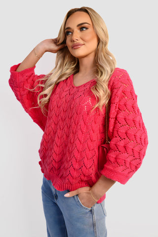 Half Sleeve Chunky Cable Knit Jumper