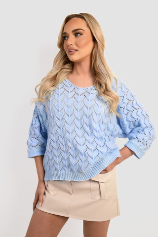 Half Sleeve Chunky Cable Knit Jumper