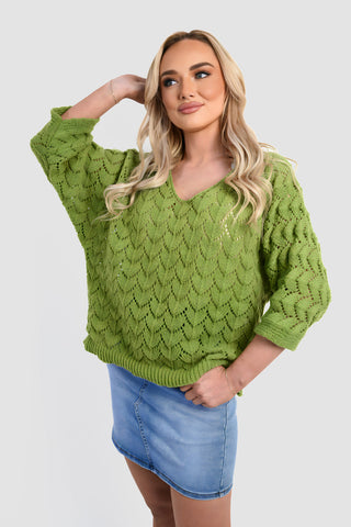 Half Sleeve Chunky Cable Knit Jumper