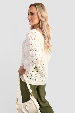 Half Sleeve Chunky Cable Knit Jumper