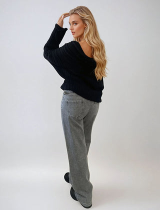 High Waist Loose Leg Jeans