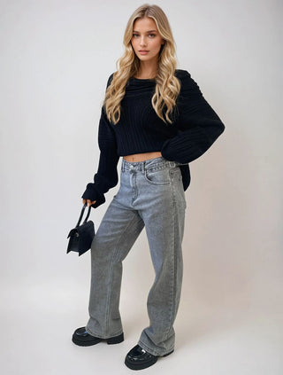 High Waist Loose Leg Jeans