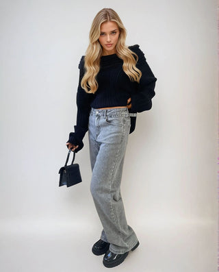 High Waist Loose Leg Jeans