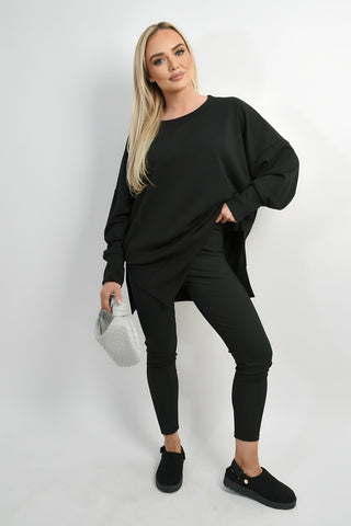 Long Sleeve Side Split Sweatshirt & Leggings Co-ord Set