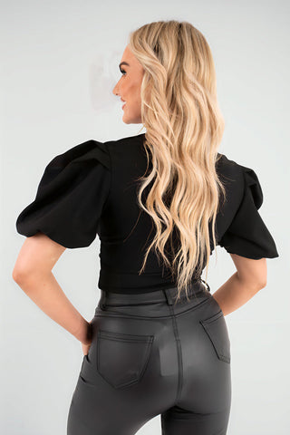 Puffed Sleeve Cut Out Bodysuit