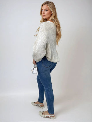 Rhinestone Embellished Skinny Fit Mid Rise Jeans