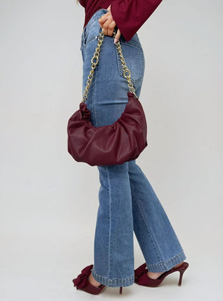 Rhinestone Hem High Waist Flare Jeans