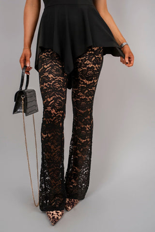 Sleeveless High Neck Lace Flared Leg Jumpsuit
