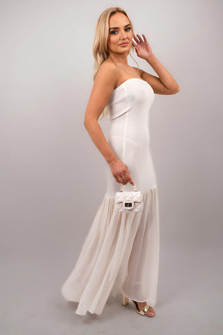 Strapless Tulle Bottom Maxi Dress