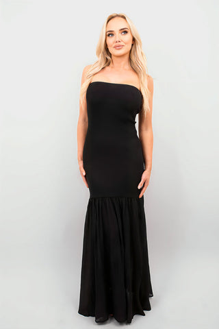 Strapless Tulle Bottom Maxi Dress