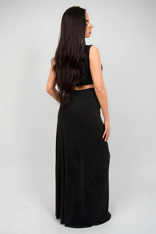 Twist Detail Plunge Split Leg Cut Out Maxi Dress