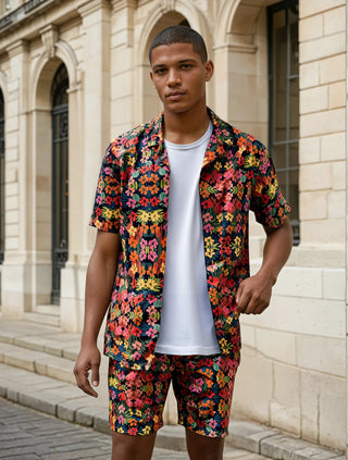 Aztec Floral Short Sleeve Shirt Mr Photogenic