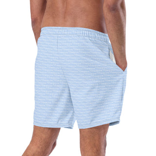 Official Logo Repeat Print Swim Shorts - French Blue Mr Photogenic