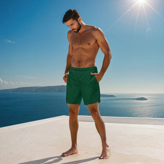 Official Logo Repeat Print Swim Shorts - Racing Green Mr Photogenic