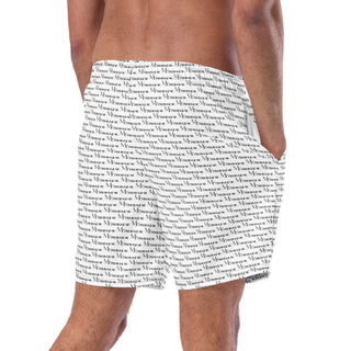 Official Logo Repeat Print Swim Shorts - White Mr Photogenic
