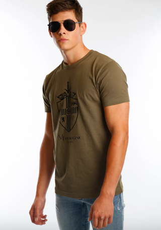 Olive Large Shield Logo T Shirt Mr Photogenic