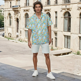 Vibing Tropics Short Sleeve Shirt - Aqua Mr Photogenic