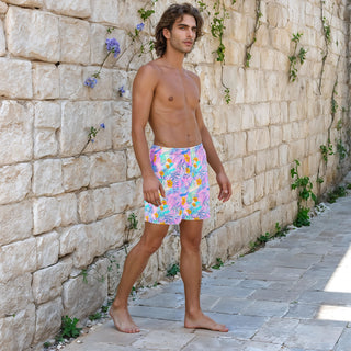 Vibing Tropics Swim Trunks - Lilac Mr Photogenic