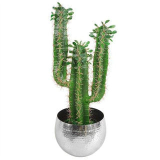 Large Metal Planter 22 x 18cm Hammered Silver Colour Straight Edge