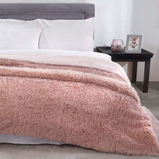LONG PILE SHAGGY THROW BLUSH 150X200