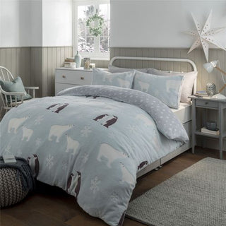 PENGUIN & POLAR BEAR GLOW IN THE DARK FLEECE DUVET SET - SINGLE