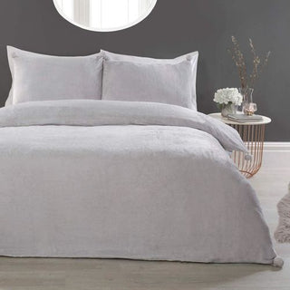 POMPOM FLANNEL FLEECE D/SET SILVER DB