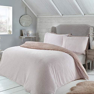 RIBBED TEDDY FLEECE BLUSH BEDSET SK