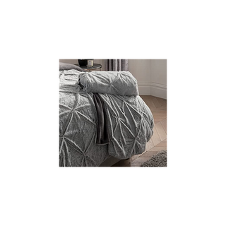 ROUCHED FAUX FUR THROW GREY 150X200