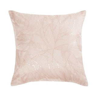 SEQUIN LEAVES BLUSH CUSHION 40CM X 40CM