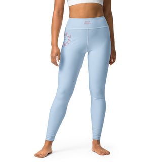Bold Hip contrast Logo Yoga Leggings - Powder Blue - XS