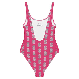 Double S Logo One-Piece Swimsuit in Cerise Pink - one piece