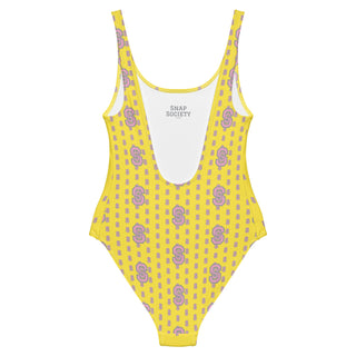 Double S Logo One-Piece Swimsuit in Yellow pink - one piece