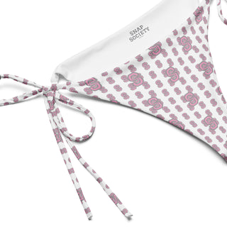 Double S Logo Print Bikini Top in White Pink