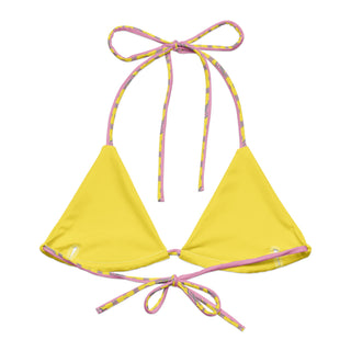 Double S Logo Print Bikini Top in Yellow Pink
