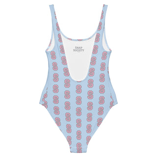 Double S One-Piece Swimsuit in Blue Pink - one piece