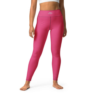 Logo Contrast Stitch Yoga Leggings Bright Pink - XS