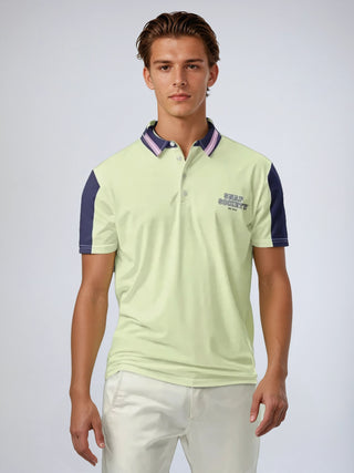 Official Logo Contrast Slim Fit Polo - Pale Lime - polo shirt