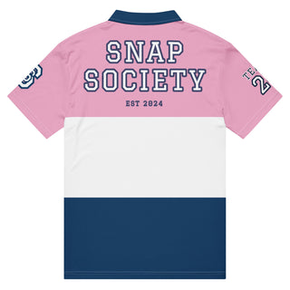 Snap Society Sporting Polo - Pink/Navy - polo shirt