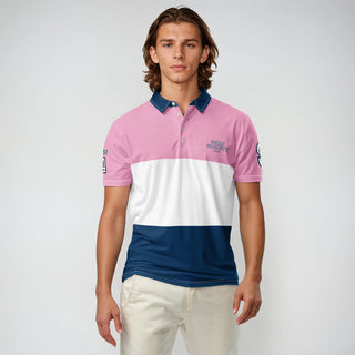 Snap Society Sporting Polo - Pink/Navy - polo shirt