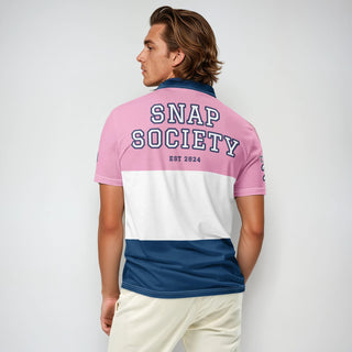 Snap Society Sporting Polo - Pink/Navy - polo shirt