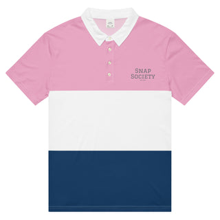 Snap Society Sporting Polo - White/Navy - S - polo shirt