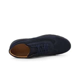Navy suede sneaker.