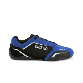 Blue and black Sparco racing shoe.
