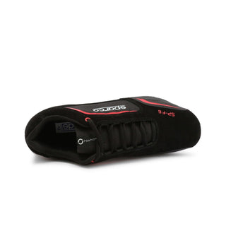 Black racing shoe.