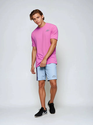 Society Logo Stripe Contrast Swim Shorts In Pale Blue